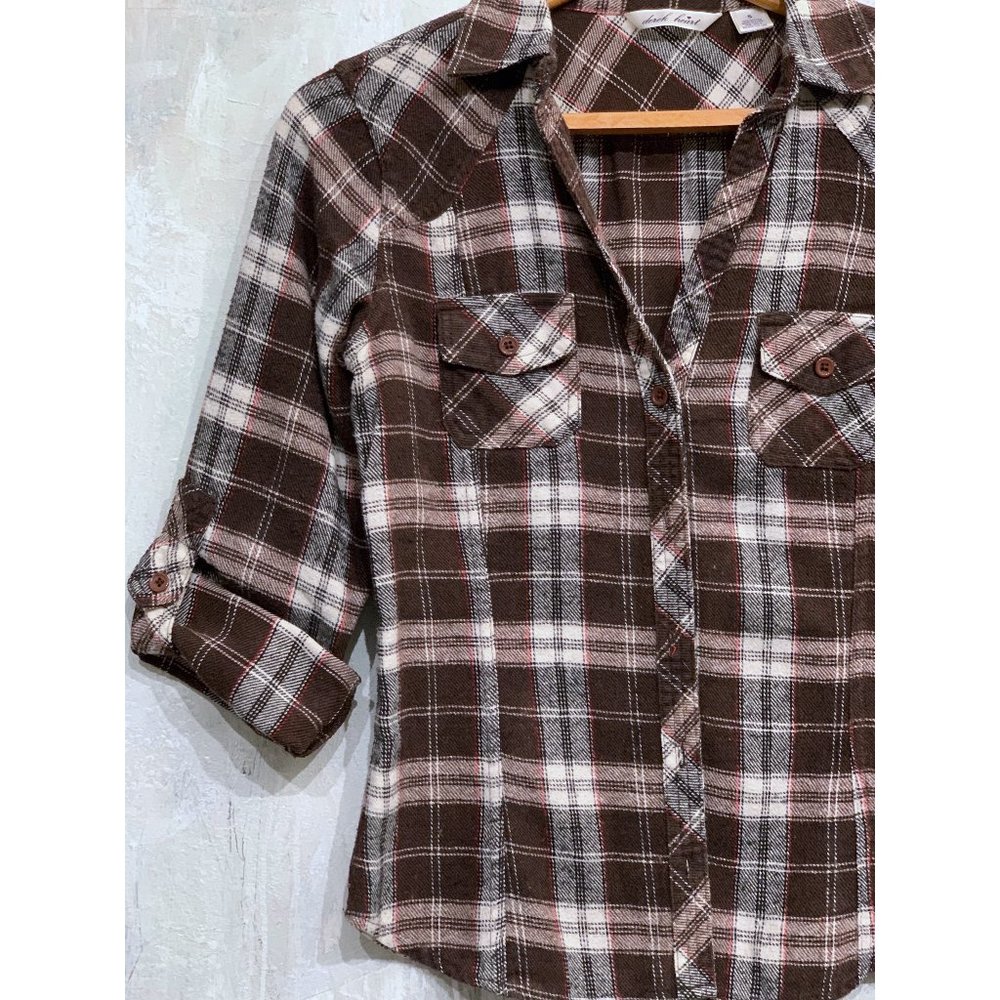 Fitted Flannel Shirt by derek heart S, brown plaid
